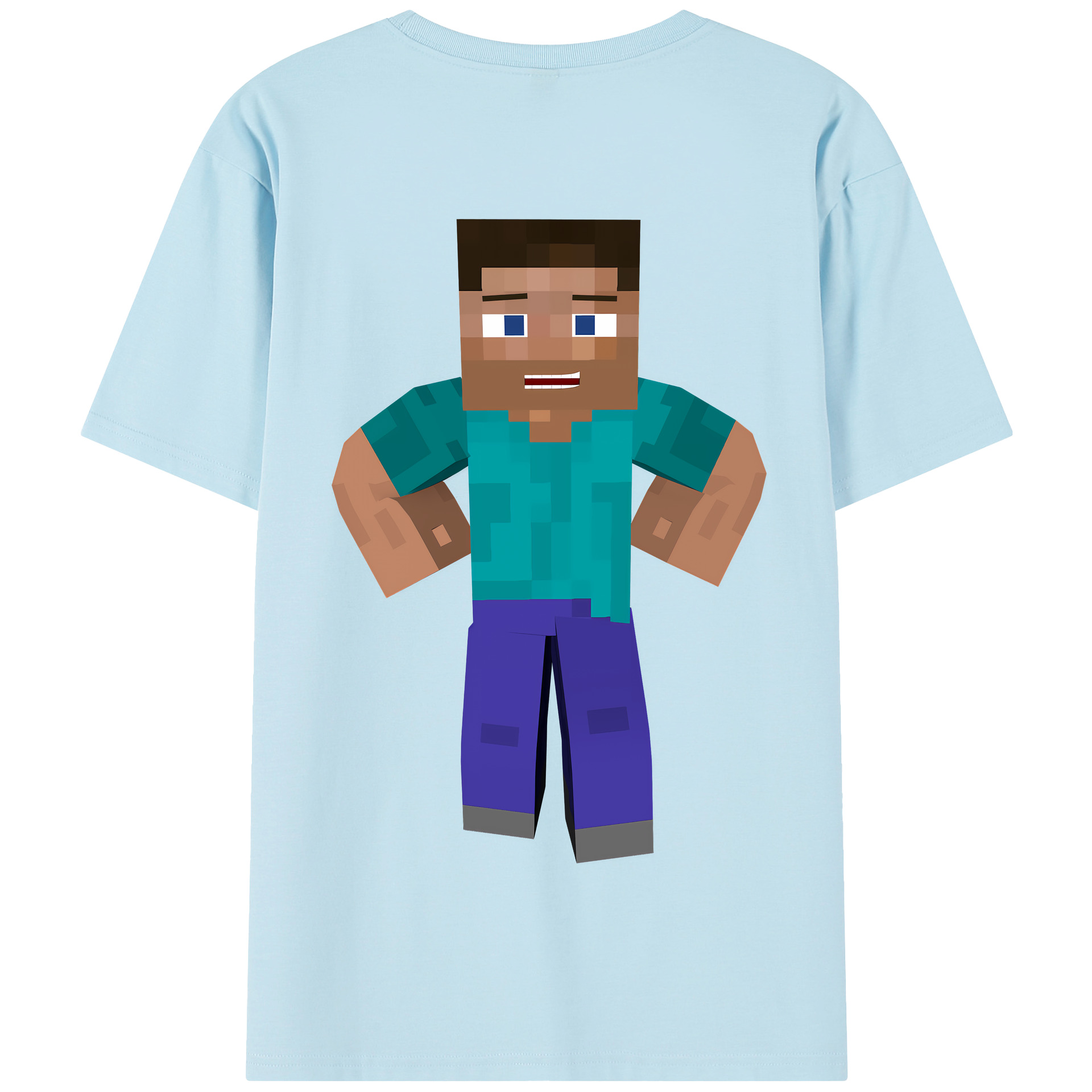 （画像用） マインクラフト ブロックの世界 Minecraft MC Block world 綿100％半袖Tシャツ（背面プリント）